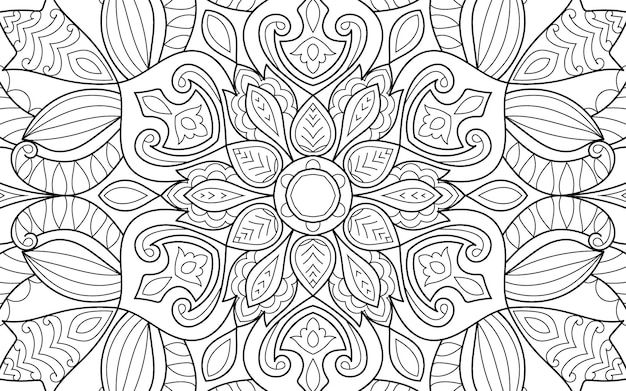 Decorative detailed mandala design coloring book page for adults