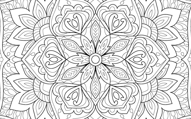 Decorative detailed mandala design coloring book page for adults