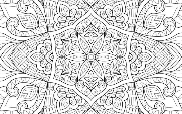 Decorative detailed mandala design coloring book page for adults