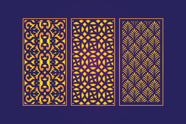 Decorative Die Cut Floral islamic Seamless Abstract Pattern Laser Cut Panels Template Gold