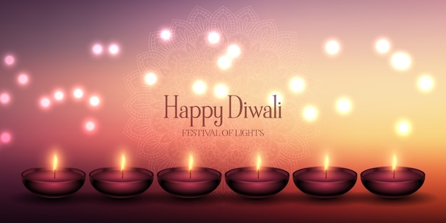 Vector decorative diwali lamps banner design