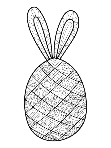 Decorative easter egg coloring page with henna style