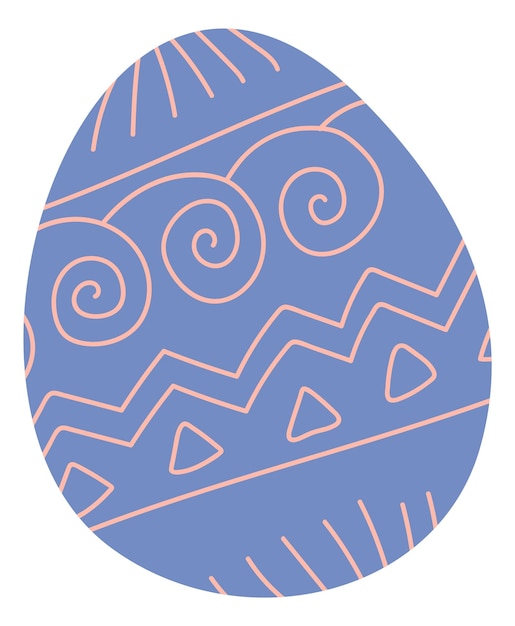 Decorative egg with blue pattern Cute easter symbol