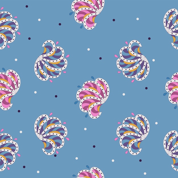 Decorative element doodle flowers seamless pattern