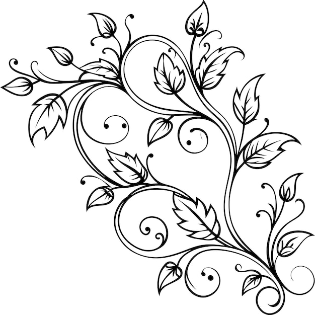 Decorative floral element with swirls illustration