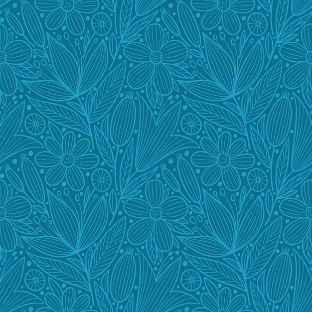 Decorative floral seamless pattern Hand drawn colorful stylized doodle background