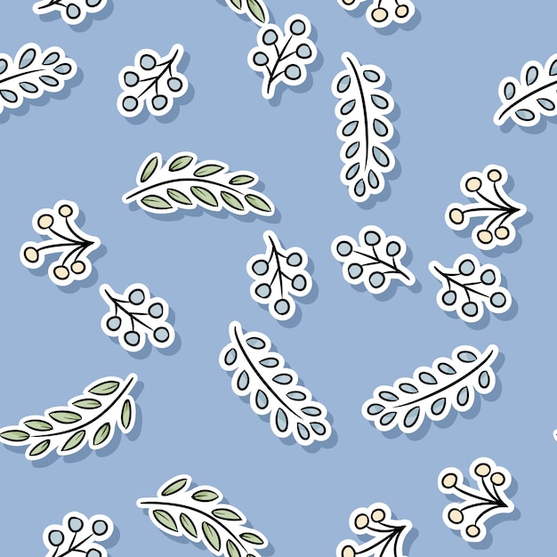 Decorative floral seamless pattern with leaves and branches. 