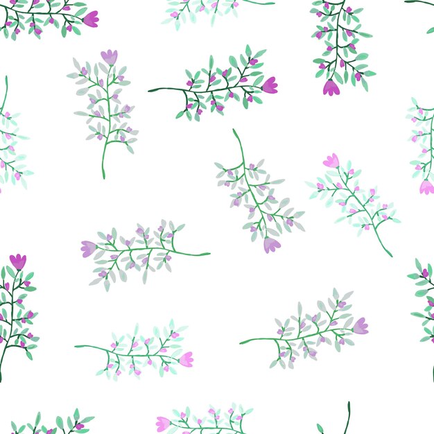 Decorative forest flower endless wallpaper Hand drawn herbal seamless pattern