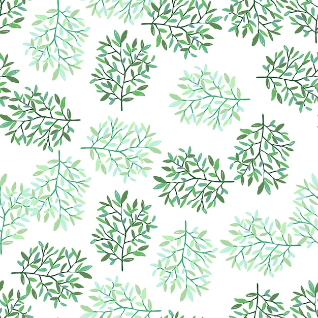 Decorative forest twig endless wallpaper Hand drawn branches with leaves seamless pattern