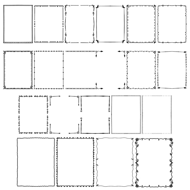 Decorative framesSet of doodle frames on white background