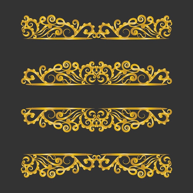 Decorative gold title frame isolated on dark green color background classic ornament