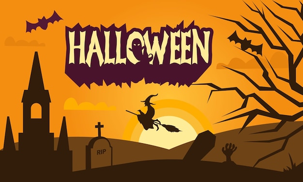 Decorative halloween background hand drawn style