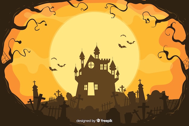 Decorative halloween background hand drawn style