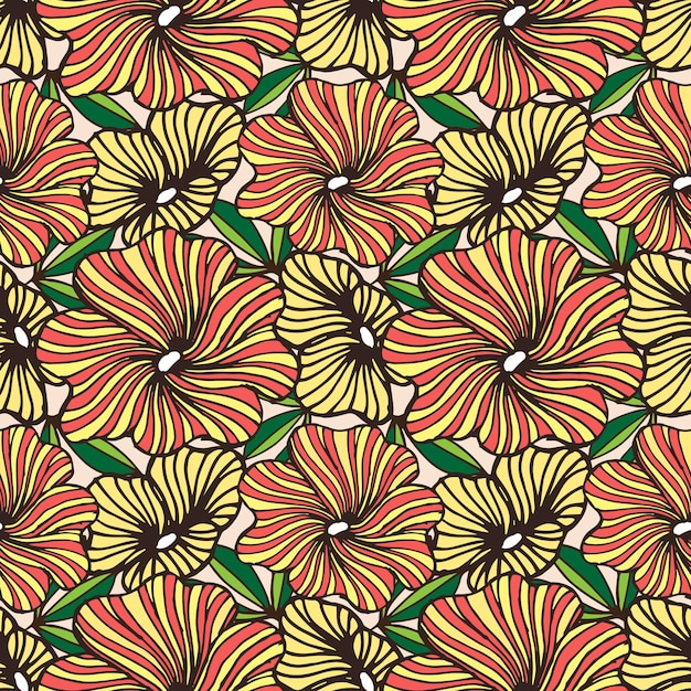 Decorative hand drawn floral seamless surface pattern