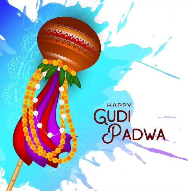 Vector decorative happy gudi padwa indian festival elegant background