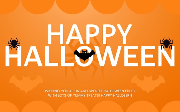 Decorative Happy Halloween background in flat style for social media cover banner.