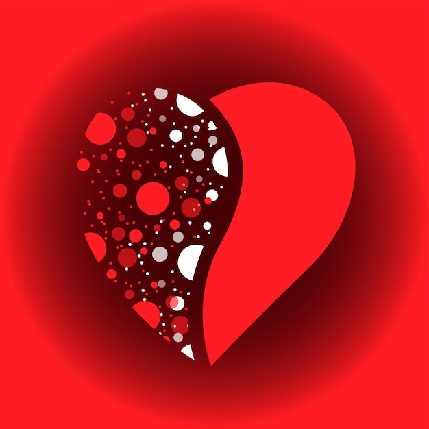 Decorative heart on a red gradient background