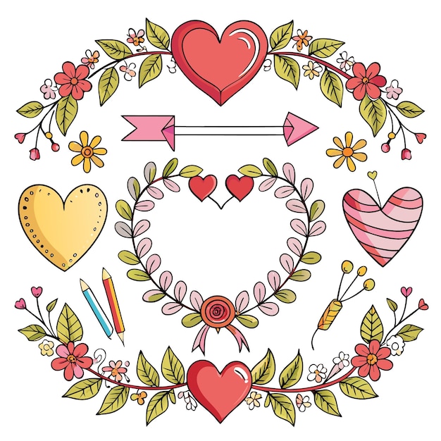 Vector decorative heartthemed illustration with floral elements