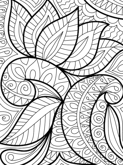 Decorative henna arabic design style coloring book page