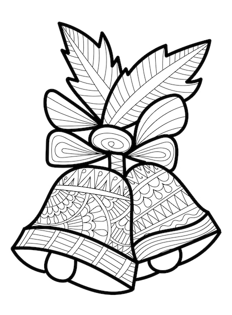 Decorative henna design christmas bell coloring book page