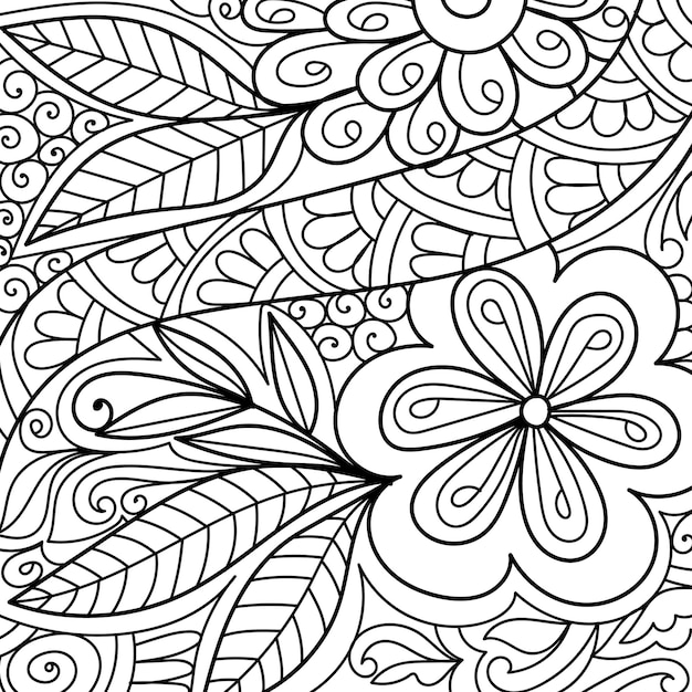 Decorative henna design coloring book page