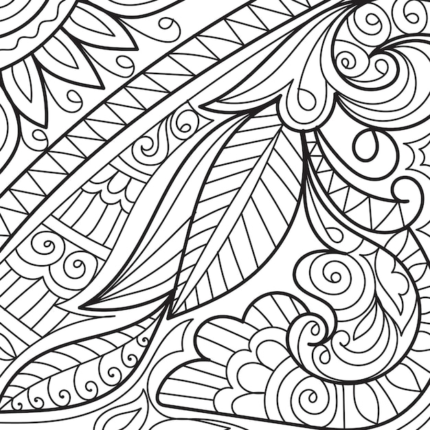 Decorative henna design coloring book page