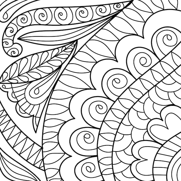 Decorative henna design coloring book page