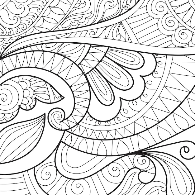 Decorative henna design coloring book page