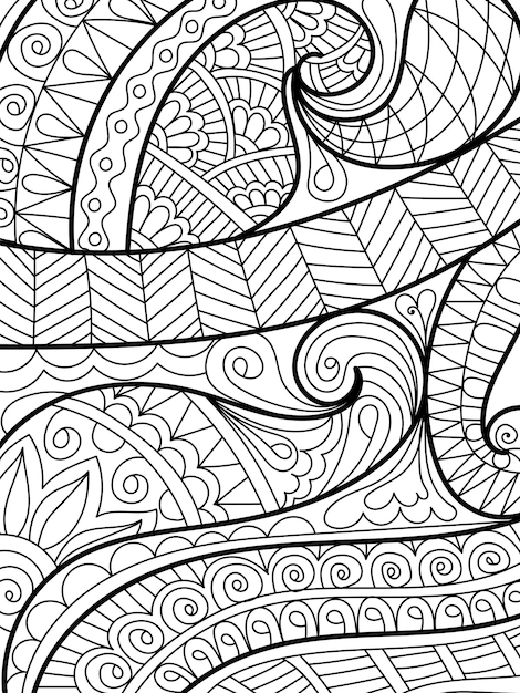 Decorative henna design pattern coloring book page