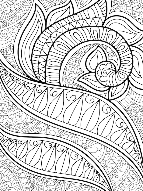 Decorative henna design pattern coloring book page