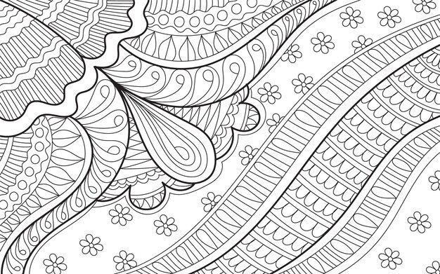 Decorative henna design patterns coloring book page