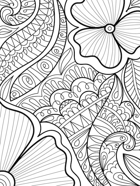 Decorative henna style designs illustration coloring book page