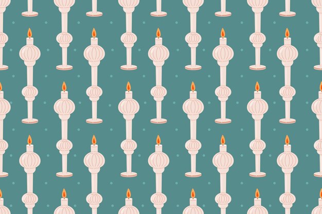 Decorative interior flat candles in a candlestick Vector seamless cartoon pattern