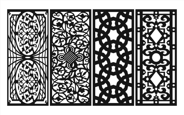 Decorative islamic patterns, floral panels for cnc laser