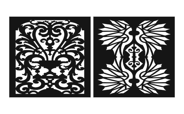 Decorative Islamic template with geometric patterns and floral panels for CNC laser cutting