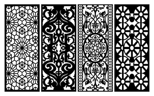 Decorative islamic template with geometric patterns and floral panels for laser and cnc cutting