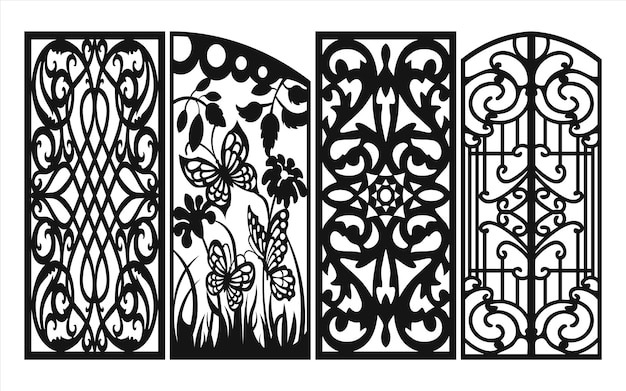 Decorative islamic template with geometric patterns and floral panels for laser and cnc