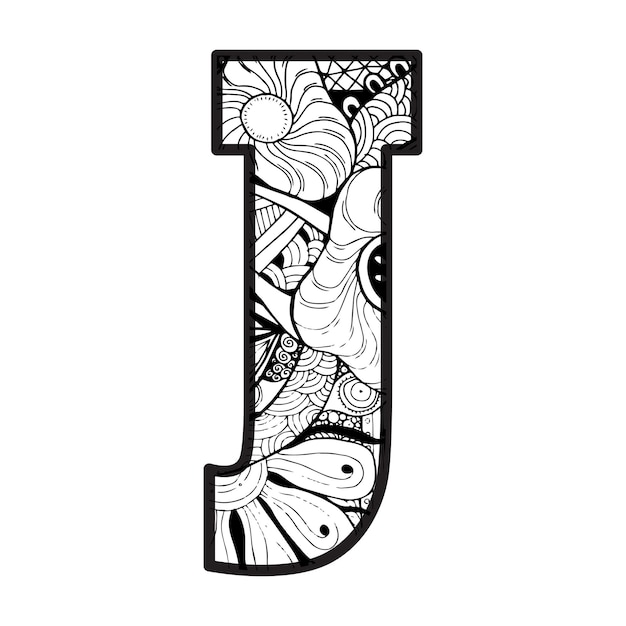 Decorative J Letter Coloring Page &amp; KID