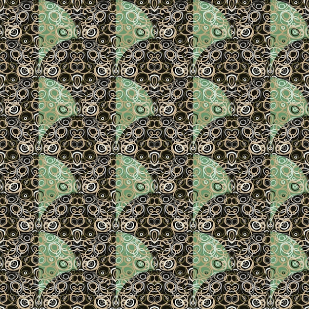 Decorative kaleidoscope mosaic ornament Circle shapes seamless pattern Doodle style