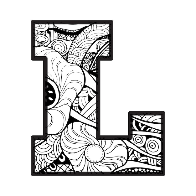 Decorative L Letter Coloring Page &amp; KID