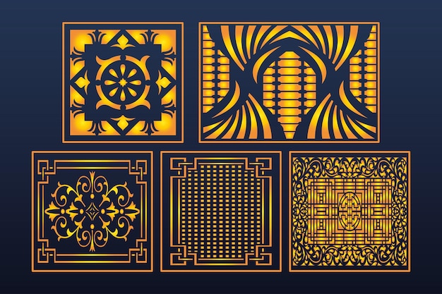 Decorative Laser Cut Set Abstract Geometric Seamless Template