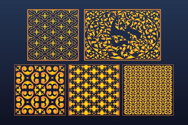 Decorative Laser Cut Set Abstract Geometric Seamless Template