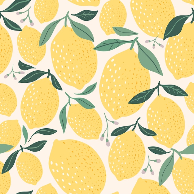 Decorative lemon pattern/background/wallpaper, hand drawn elements, modern design