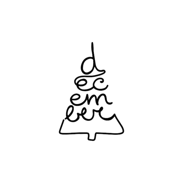 Decorative lettering. The word DECEMBER is written as a Christmas tree.