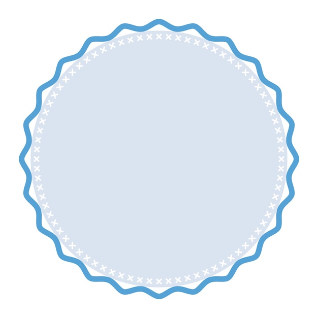 Vector decorative light blue round frame plain sticker border with delicate details design