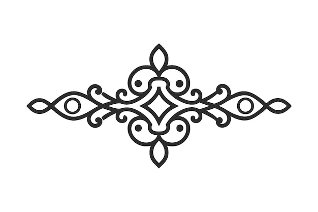 Vector decorative line symmetric ornamental border design floral motif abstract flourish filigree elements