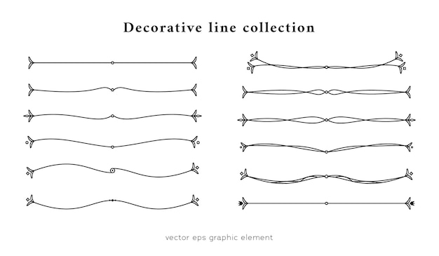 Decorative line with fleur line decoration graphic element collection