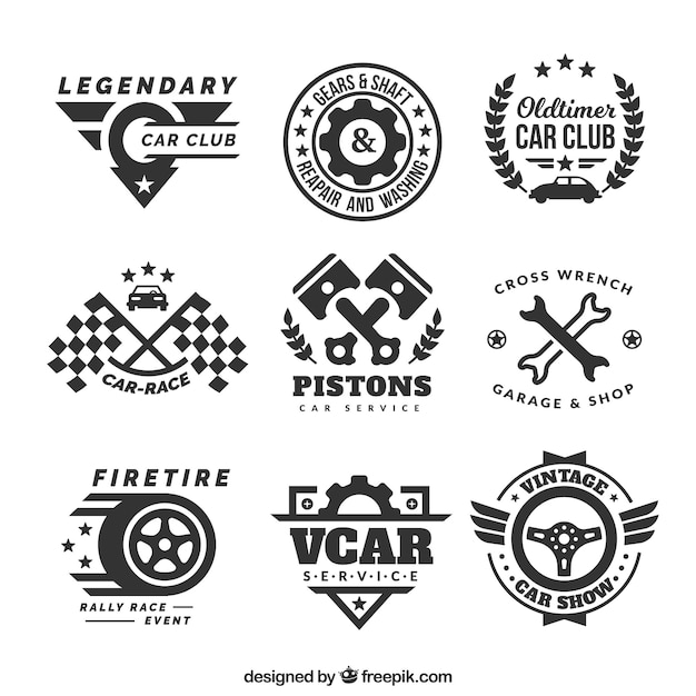 Decorative logos with car elements