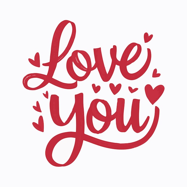 decorative Love you typography with playful font on white background illustration