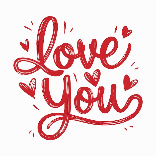 decorative Love you typography with playful font on white background illustration